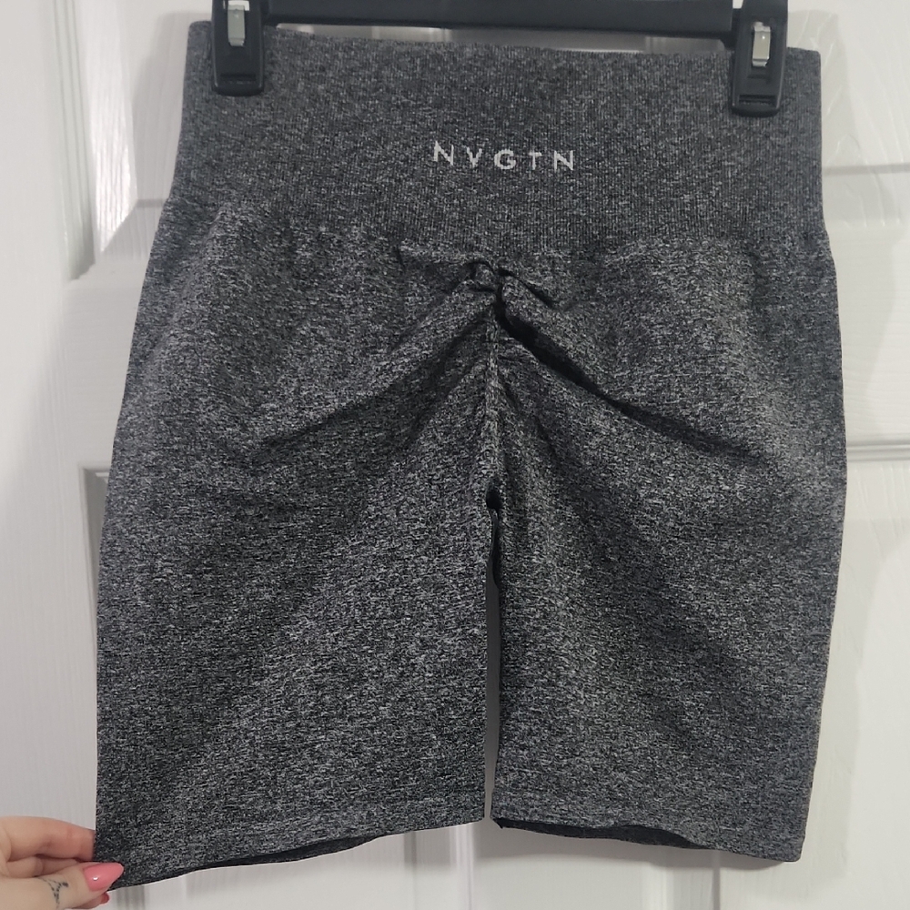 NVGTN Charcoal Gray High-Waist Ruched Biker Shorts